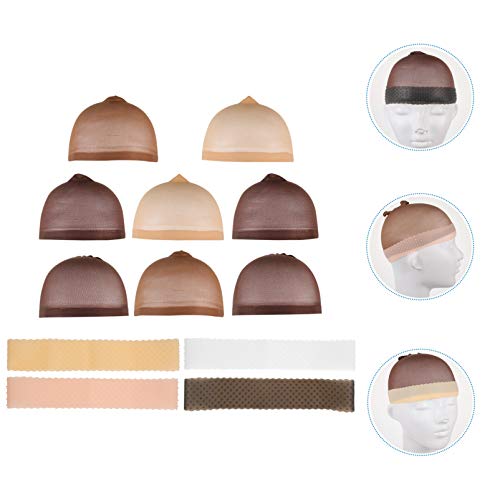 PIXNOR 4Pcs Faixa de Cabelo de Silicone para Peruca 8Pcs Gorros de Peruca Tampões de Meia para Peruc