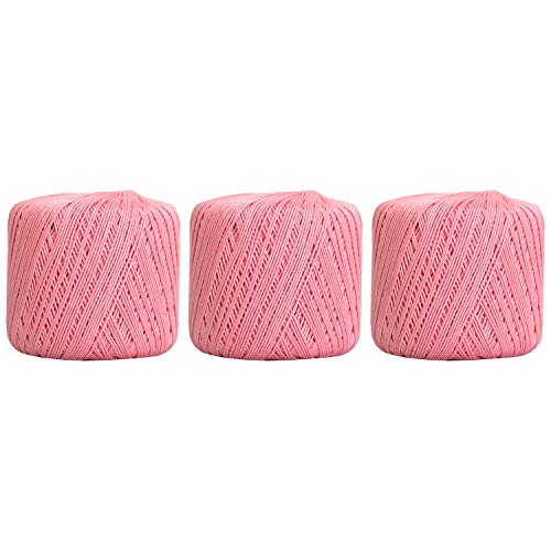 Image of ThreadArt 100% Cotton Crochet Thread Size 3, 3 Ball Pack, Mauve 5 | Soft pure cotton crochet thread for lace, doilies, amigurumi and crafts. Smooth finish with crisp stitch definition.