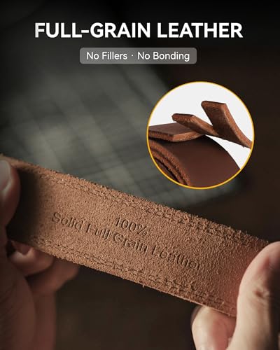 Image of CHAOREN Ratchet Belt Replacement Strap 1 3 /8 inch, Leather Belt Strap for 40MM Slide Click Buckle