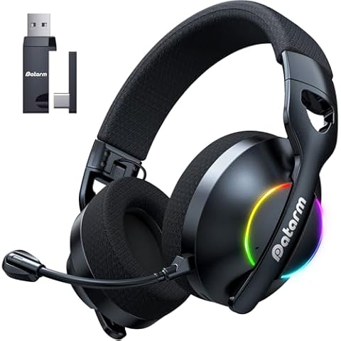 Wireless Gaming Headset For Pc Ps4 Ps5 Switch, Noise Cancelling Over-Ear Headphone With Mic, 50H Playtime, Memory Foam Ear Cups, Foldable Lightweight Bluetooth 5.3 Headphones For Teen Adult Black Cover