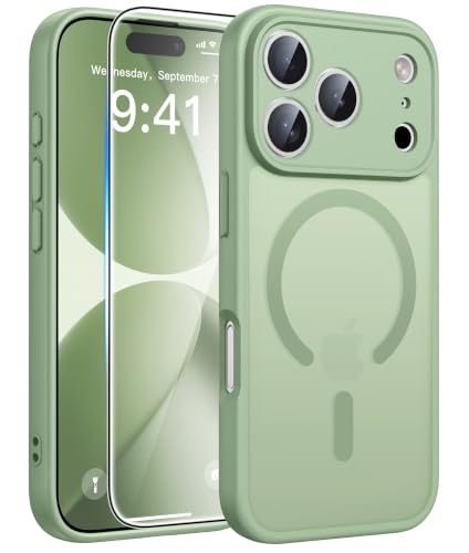 Image of FNTCASE for iPhone 17 Pro Case: Translucent Light Moss Slim Cases Compatible with MagSafe, Full Camera Protection & Tempered Glass Protector, 14FT Military Grade Drop Tested, Matte Skin-Friendly