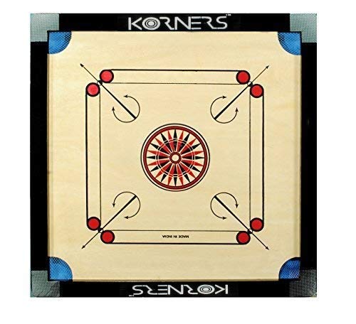 KORNERS Wooden Carrom Board With Cut Pockets Coins Striker And Powder 26 Inch