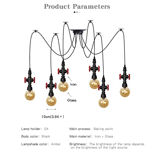 Lampe de plafond conduite d'eau style industriel rétro avec 3 lumières suspendues