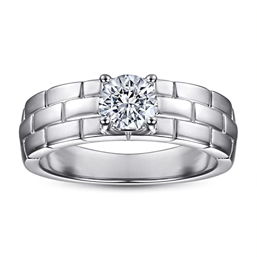 Bague solitaire en argent véritable massif au style architectural chic - 3