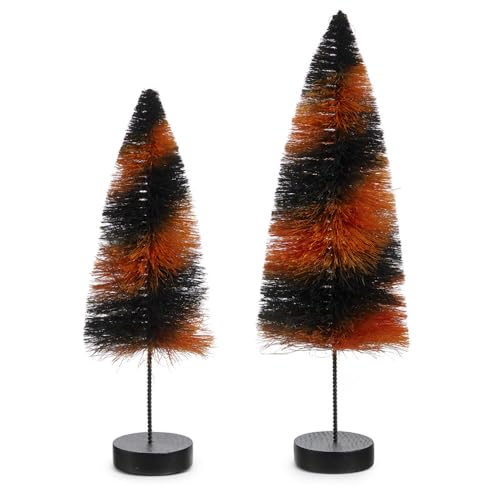 Raz Imports 4420025 2024 Scaredy Cat 12 Inch Black And Orange Bottle Brush Tree cover