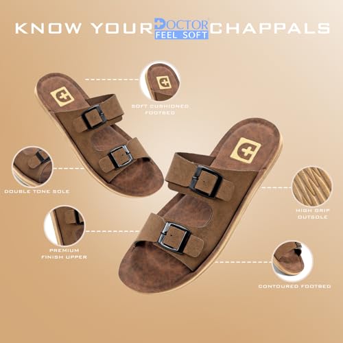 Image of Men Comfortable Double Strap Slippers with Cushioned Footbed, Adjustable Buckle Design, Lightweight Everyday Wear Slippers for Indoor Outdoor Use