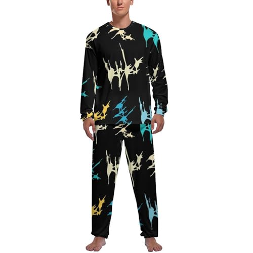 Ensemble de pyjama homme à manches longues et pantalon de nuit imprimé abstrait