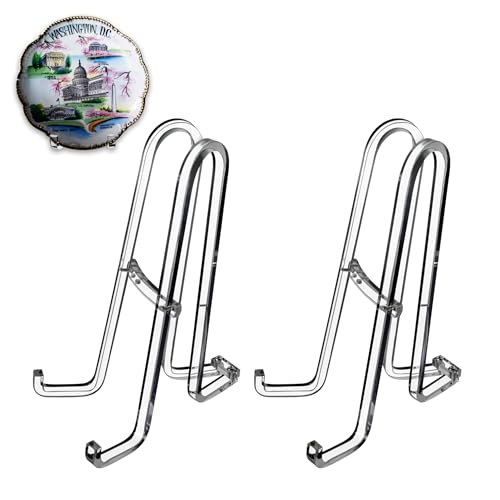 AMT 12 Inch 2 Pack Plate Stands for Display - Holder Stand + Acrylic Frame Holder Picture, Decorative Plate, Book, Photo Easel