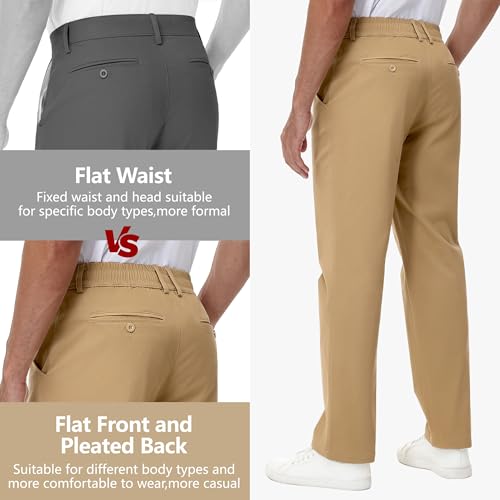 JWM Mens Casual Chinos Pants Straight Fit - Cotton Twill Khaki Pant Comfy Stretch Travel Golf Trousers with Zipper Pocket3