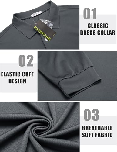 PINSPARK Long Sleeve Polo Shirts for Men Moisture Wicking Golf Shirts Quick Dry Work Hiking Casual Collared Shirt3