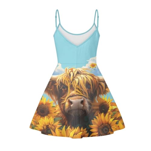 Image of Women's Spaghetti Strap Dress Summer Casual Swing Sundress Girls Beachwear Swing Mini Dress