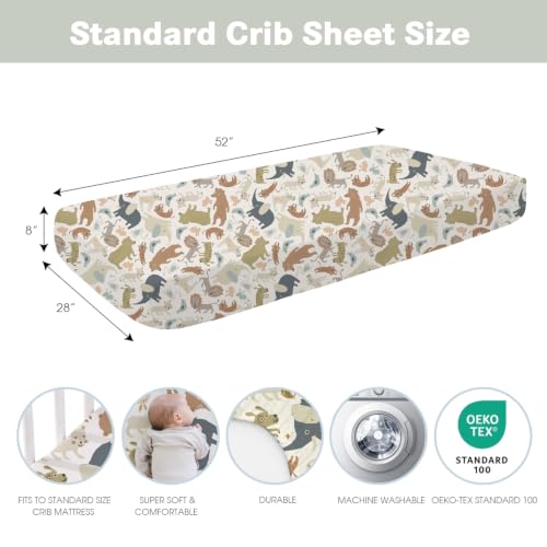 Image of Little Grape Land 4PK Baby Crib Sheets for Boys Girls, Botanical Friends | Baby Toddler Sheets Fitted for Boys Girls,Fits Standard 28''x52'' Crib, Soft Breathable and Machine Washable
