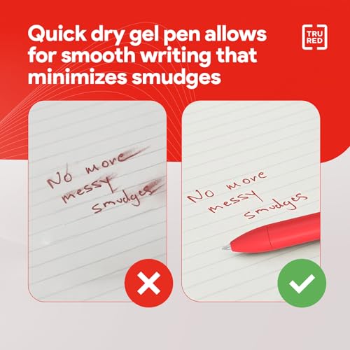 Image of TRU RED Retractable Gel Pens, Medium Point 0.7mm, Assorted Ink Colors, 12 Pack - Quick‑Dry Pens for Smear‑Free Writing