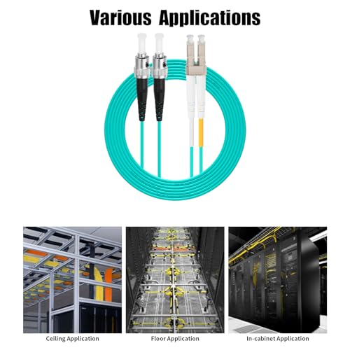 Image of Fibergaga-OM3 LC to ST Multi-Mode Fiber Patch Cable,Duplex 50 /125m 10G /40G OD-2.0mm Fiber Optic Jumper Optical Patch Cord LSZH -30M(98ft)