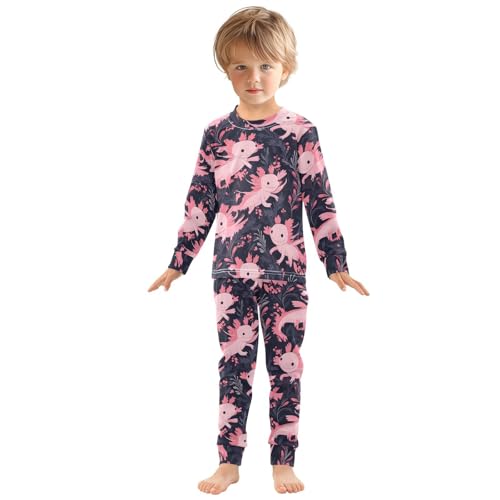 Fustylead Cute Pink Axolotls and Seaweeds Cotton Pajamas, Snug Fit Long Sleeve Soft Sleepwear Pjs3