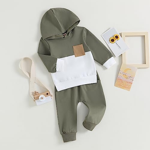 Toddler Baby Boy Long Sleeve Contrast Color Hoodies Sweatshirt Pants Outfit Sweatsuit Set Fall Clothes2