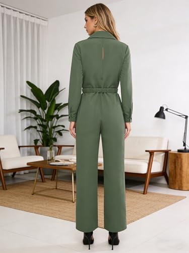 Mono de trabajo de una pieza para mujer con solapa verde ejército talla M 6