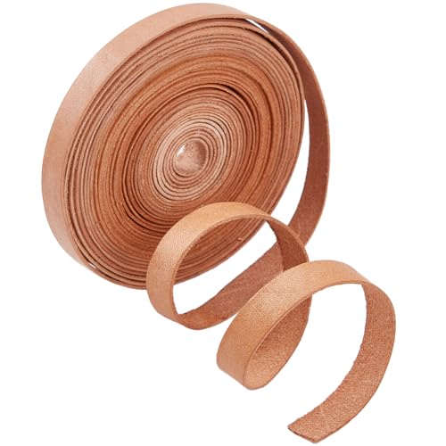 GORGECRAFT 5m Echte Lederstreifen 10mm Breit Flaches Lederband 1mm Dick Rindslederband Faden Schnur Seil Für Armbänder Schmuckherstellung Halsbänder Gitarren Gürtel DIY-Handwerk Peru