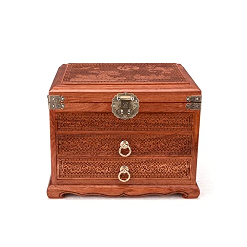 Organizador de Joyas Caja de joyería de Palisandro Caja de Almacenamiento de cosméticos de Caoba Caja de joyería de Madera Maciza y Caja de joyería Grande Organizador de Joyas Pequeño