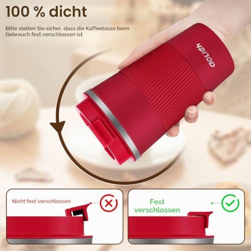 Aolieh Thermobecher, Kaffeebecher mit Auslaufsicherem Deckel, Thermobecher- Isolierbecher, Edelstahl Travel Mug… – Ansicht 4