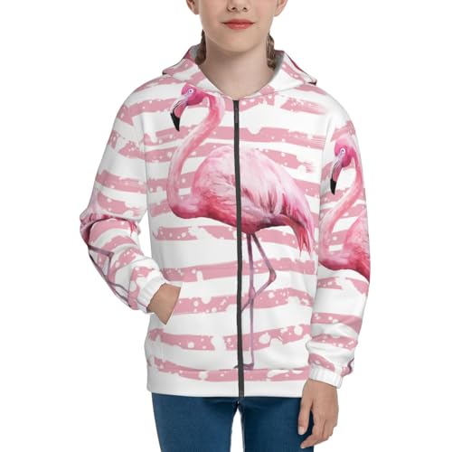 Flamingo Kid Hoodies Boys Zip Up Sweatshirts Girls Pullover with Pocket3