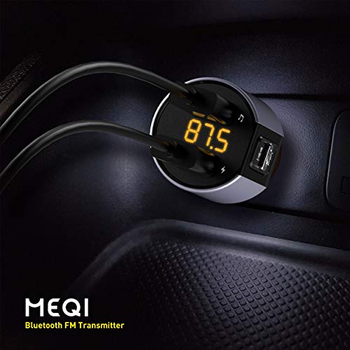 MEQI Bluetooth FM Transmitter, in-Car Wireless Bluetooth Receiver MP3 Player Radio Adapter with Hands-Free Calling, Dual USB Port Charger Car Kit 5V/3.4A for iPhone iPad Smartphones - Thumbnail 3