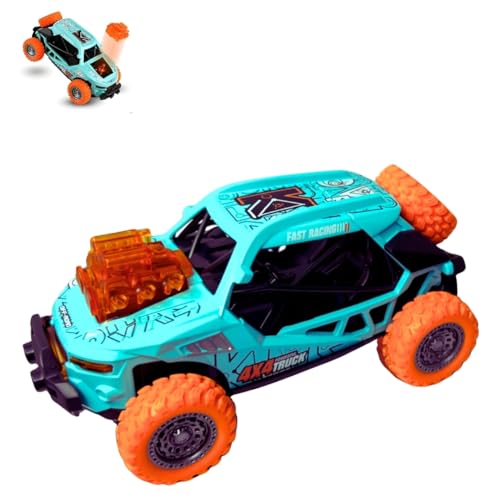 PLUSPOINT Diecast Predator Toy Car Model Pull Back Vehicles Alloy Simulation Crash car Monster Truck with Lights and Sound Also for Car Dashboard,Kids, Blue