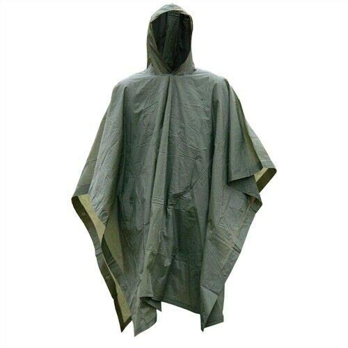 Survival General OD Green Vinyl Wet Weather Rain Poncho Military Style Tarp Shelter Bivy Tent New (Poncho)