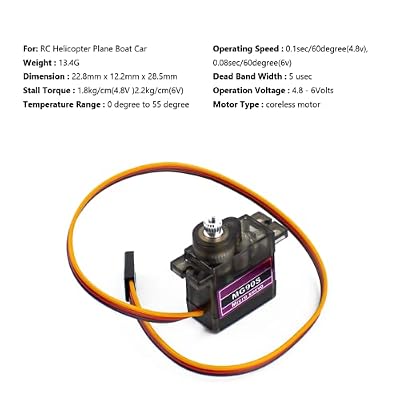Hosyond 5 Pack MG90S Servo 9G Servo Metal Gear Micro Servo for Arduino Project RC Helicopter Planes Boat Robot Car