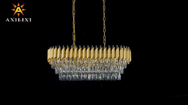 Image of Modern Rectangular Chandelier Gold Crystal Chandeliers for Dining Room