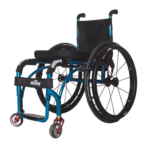 Silla de ruedas ultraligera (11 kg): silla deportiva plegable y portátil con reposapiés y altura del asiento ajustables, autopropulsada, de aleación de aluminio, manual y portátil (ancho del asiento