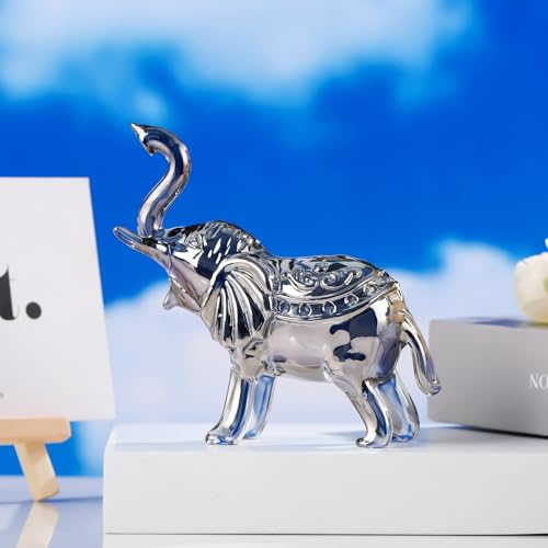 Image of YWHL Black Crystal Elephant Figurine Decor, Glass Elephant Figurine Gifts for Women, Handmade Animal Collectible Statue