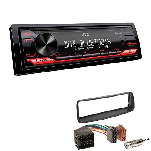 JVC KD-X282DBT 1-DIN Digital Autoradio DAB+ Bluetooth USB Einbauset passend für Peugeot 206 206CC 1998-2007 schwarz