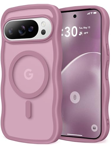 CAPRARO Cute for Pixel 10 Case & Pixel 10 Pro Case, Compatible with MagSafe, [Curly Wave Edge] [Camera Protection] [14 FT Drop Protection] Magnetic for Pixel 10/10 Pro 6.3 Inch, Black Currant