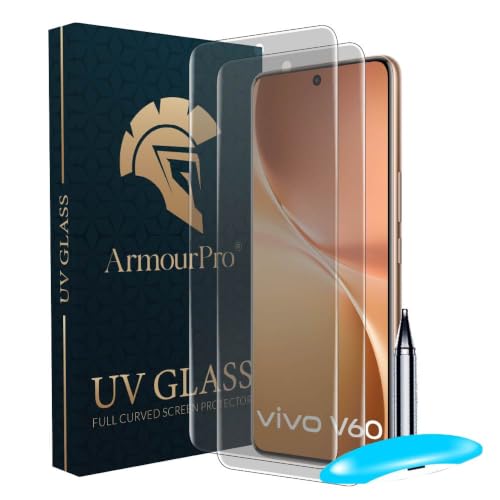 Image of ArmourPro 2 Pack Matte UV Tempered Glass for Vivo V60e and Vivo V60 5G, Premium Curved Screen Protector with Anti-Glare Finish, Edge-to-Edge Coverage, Fingerprint Friendly and Case Friendly