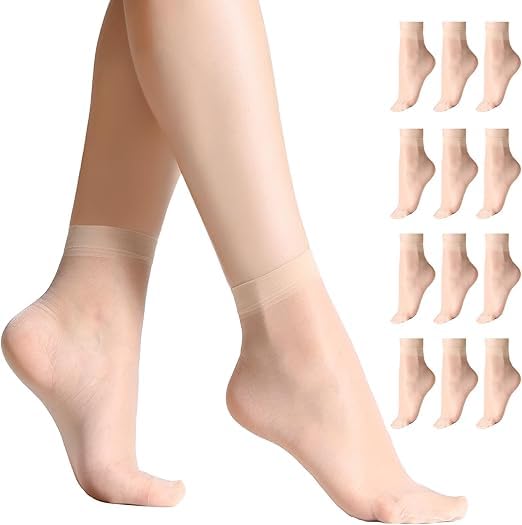 eleg & stilance Transparent Sheer Nylon Ankle Socks for Women & Girls | Ultra-Thin See-Through Stockings | Skin Color Socks-picture-24