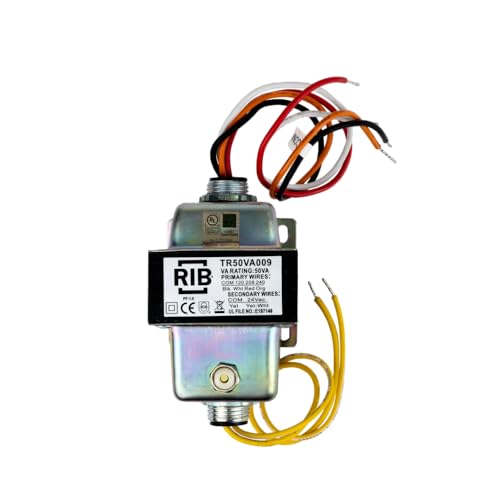 RIB Transformer TR50VA009, 50VA, 120/208/240-24VAC, Dual Hub, Foot Mount, Circuit Breaker
