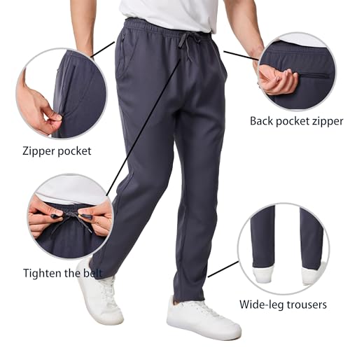 Men's Elastic Waist Hiking Pants Quick-Dry Outdoor Sweatpants with Zipper Pockets for Running Casual Travel4