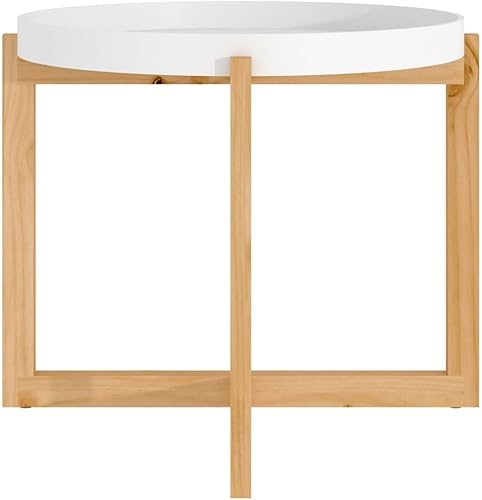 Miniatura 5 de Mesa auxiliar redonda de almacenamiento, mesa auxiliar moderna para sala de estar, dormitorio, oficina, balcón, 20.9 x 20.9 x 17.1 pulgadas, color