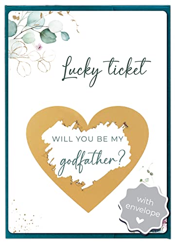 Image of Joli Coon Will You Be My Godfather Scratch Off Card with Envelope - Godfather Proposal Card - Will You Be My Godfather Gift Idea