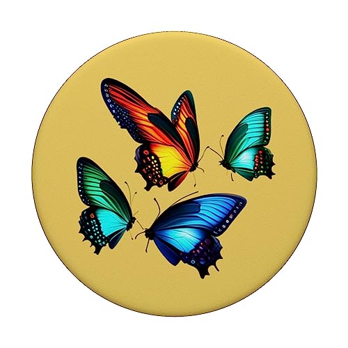 Cute Butterfly Rusty Fantasy Vintage PopSockets Swappable PopGrip, Black - Image 3