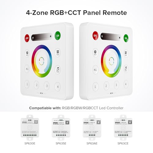 Image of BTF-LIGHTING RC4 RF Wireless LED Dimmer Remote | Sensitive Touch Slide Panel, Wall-Mountable for COB SMD PWM or SPI RGBCCT LED Strip Control Work with SP530E, SP630E