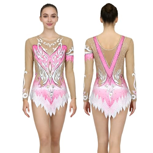 Zagitova Mallas De Gimnasia Rítmica For Niñas, Trajes De Competición De Gimnasia For Mujeres, Monos Brillantes De Ballet.(4XL)