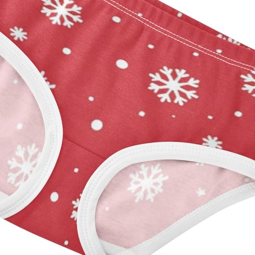 Classic Red Snowflake Soft and Breathable Girls' Panties Breathable Underwear for Kids in Sizes 2T,3T, 4T, 5T, 6Y and 8Y4