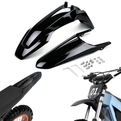 Front & Rear Fender Set Compatible Fit for Tuttio Soleil 01 Electric Dirt Bike - Compatible Carbon Fiber Pattern Mudguard for Tutti Off-Road Motorcycle (Black)