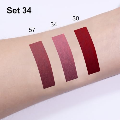 Image of evpct 3Pcs Dark Red Nuetral Mauve Red Brown Matte Lip Liner & Liquid Lipstick Stain Makeup Set for Women, Lip Liner Long Lasting Waterproof Smudge Proof, Longwear Lips Stick Makeup 24 hours originale
