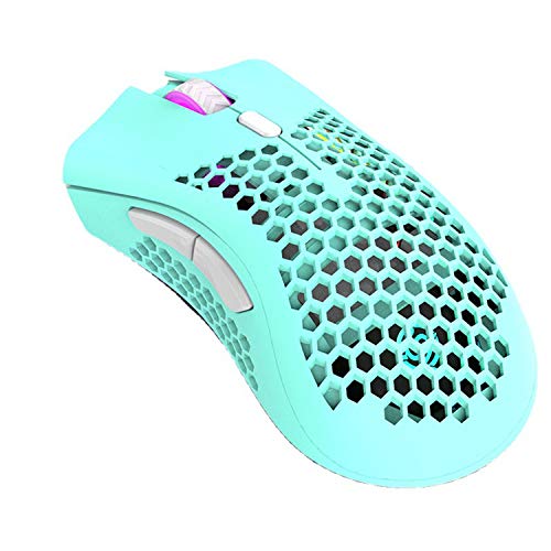 Image of HXMJ Rechargeable Wireless Honeycomb Gaming Mouse,Lightweight with 3200 DPI,RGB Rainbow Backlit-Blue