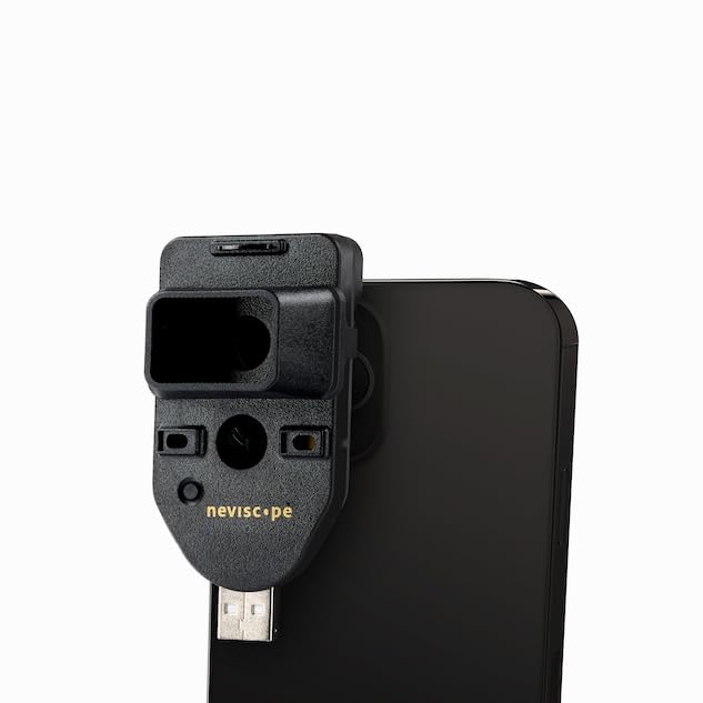 Neviscope Black Phone Dermatoscope Microscope with Polarized Lens/LED Light, 100x Camera Attachment with Universal Clip for Most iPhone/Android Phones Free App