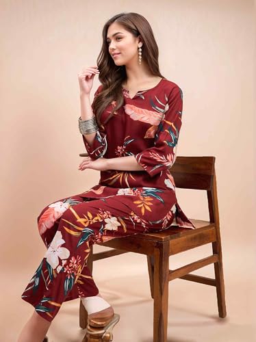 Image of RICHIK Women's Co-ord Set|Kurta Set for Women|Printed Kurta with Pant|Co-ord Set