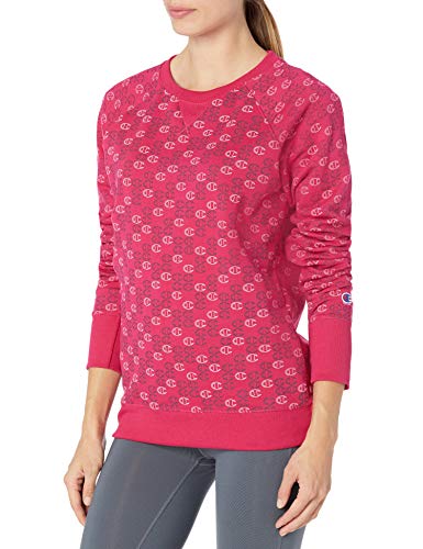 Champion Women's Crewneck, Mini Offset C's Deep Raspberry, X Large
